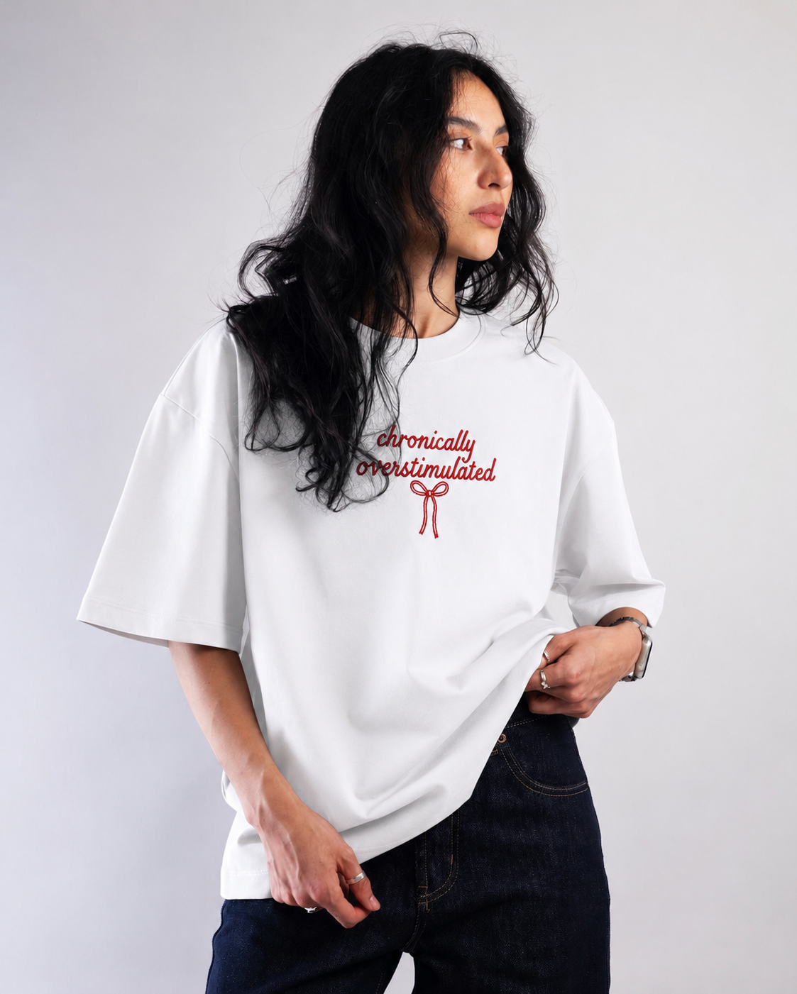 CHRONICALLY OVERSTIMULATED embroidered tee