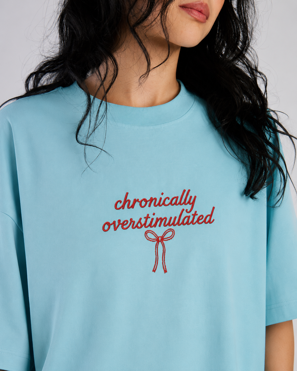 CHRONICALLY OVERSTIMULATED embroidered tee