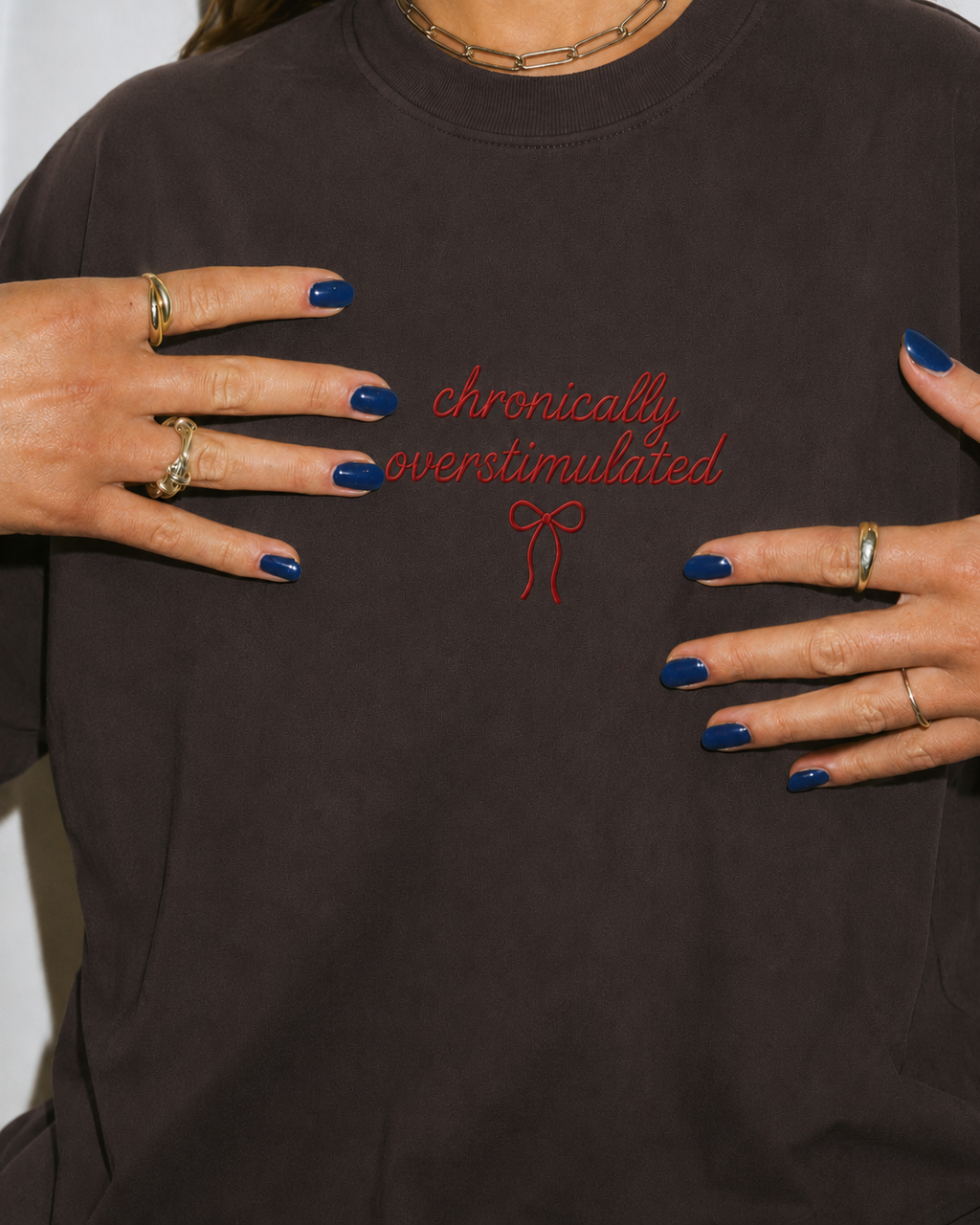 CHRONICALLY OVERSTIMULATED embroidered tee