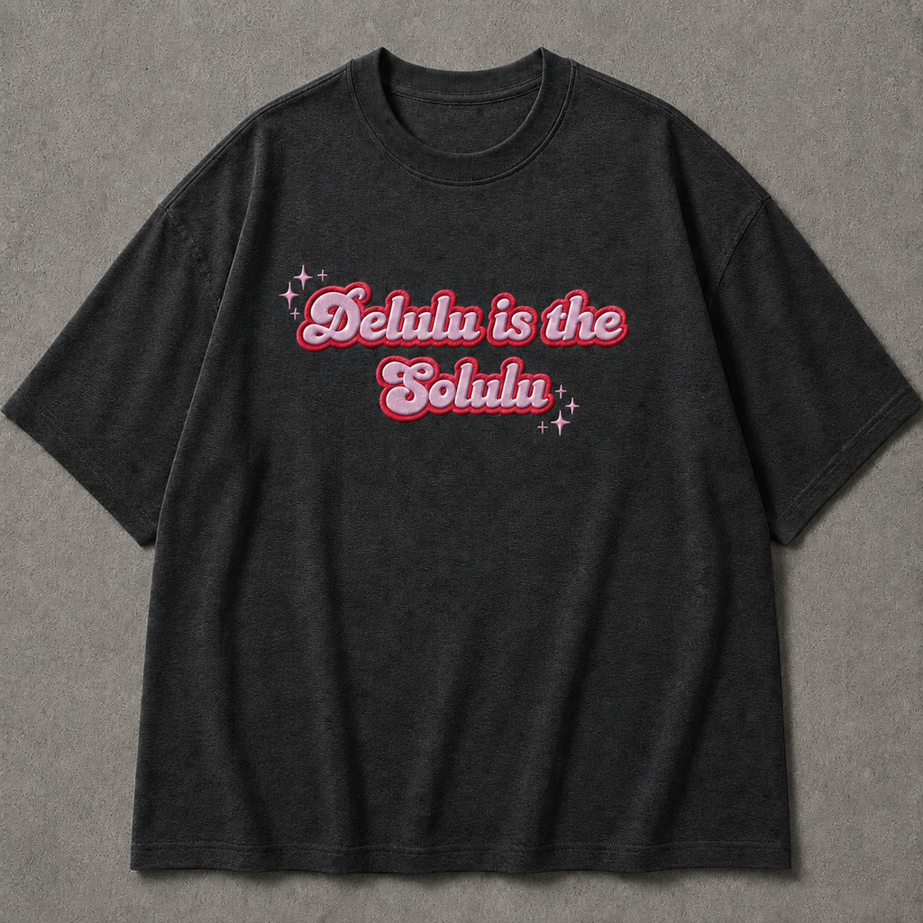 DELULU IS THE SOLULU  embroidered tee