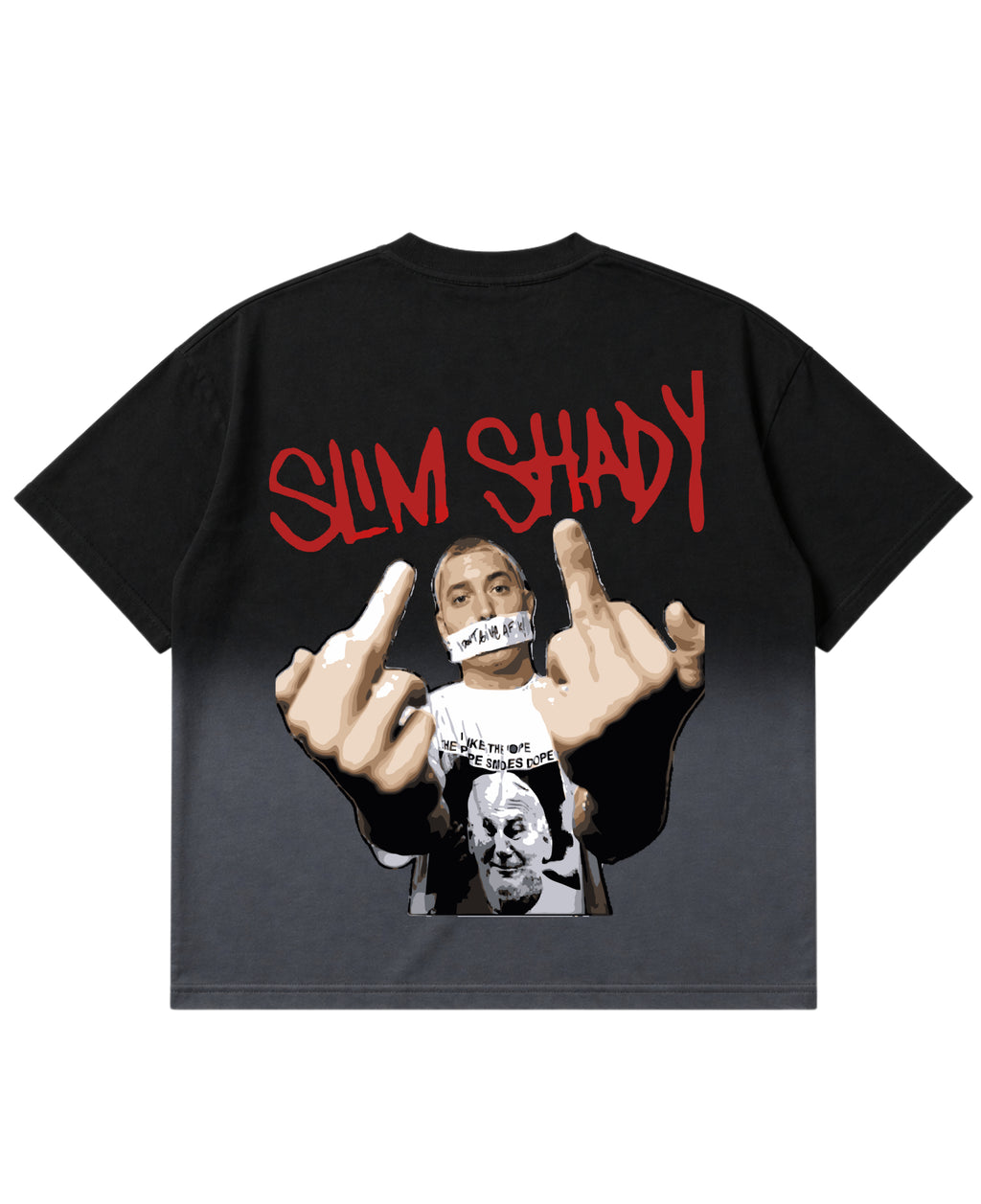 Black Ombré Wash Boxy Fit T-shirt Back Design