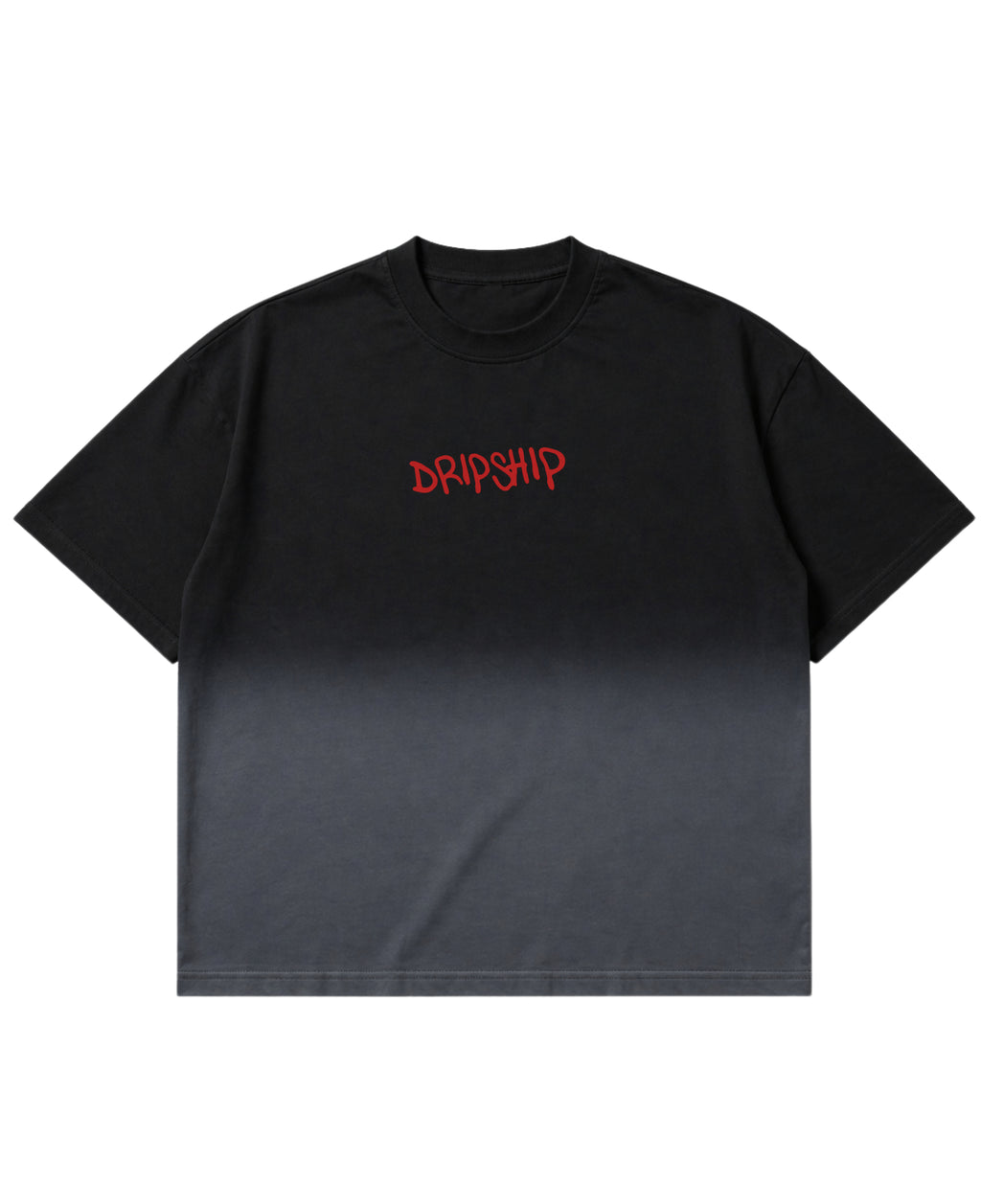 Black Ombré Wash Boxy Fit T-shirt Front Design